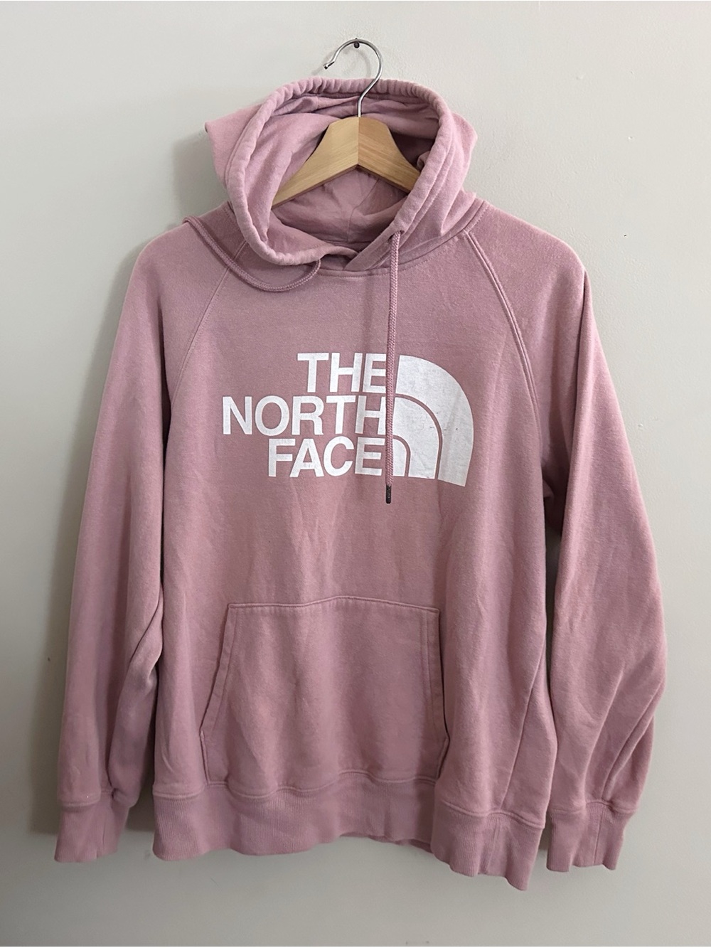 The North Face Pink Pullover Hoodie with Logo Granola Hiking Casual Outdoor